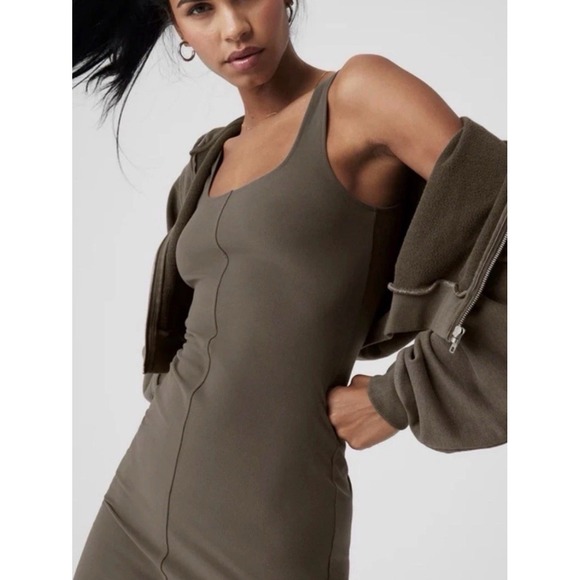 ALO Yoga Tops - ALO Yoga Womens Small Brown Bodycon Mini Dress Scoop Neck Sleeveless Stretch